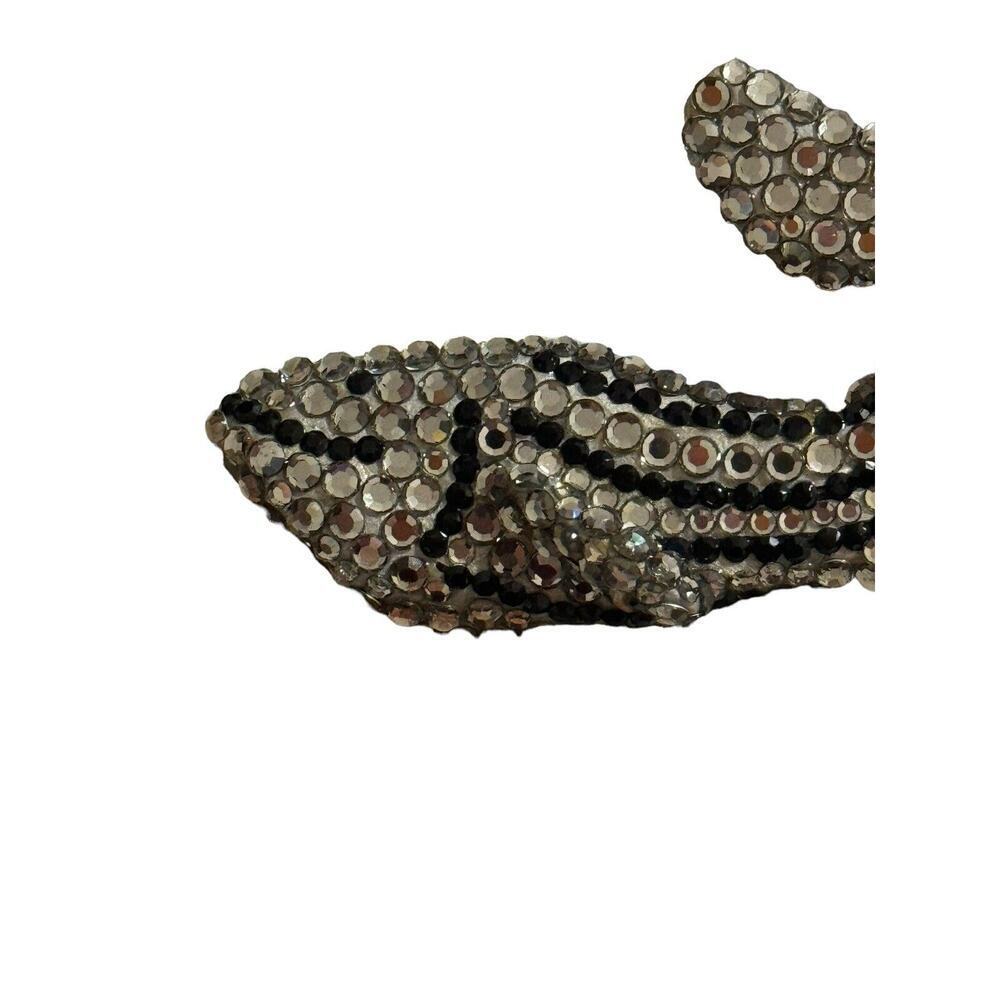 Vintage Richard Kerr Brooch Pin Whale Fish Dolphin Black Silver Rhinestone - Picture 2 of 6